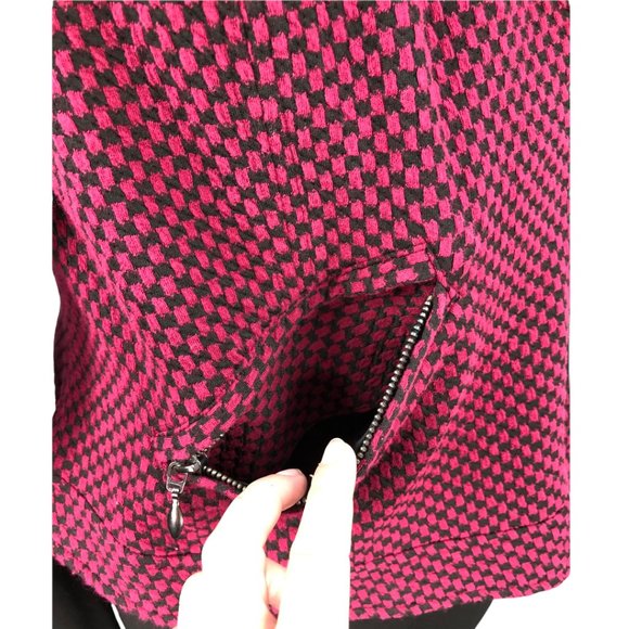 TORRID Beet Red/Black Checkered Print Moto Jacket Sz 1/1X - Picture 5 of 13
